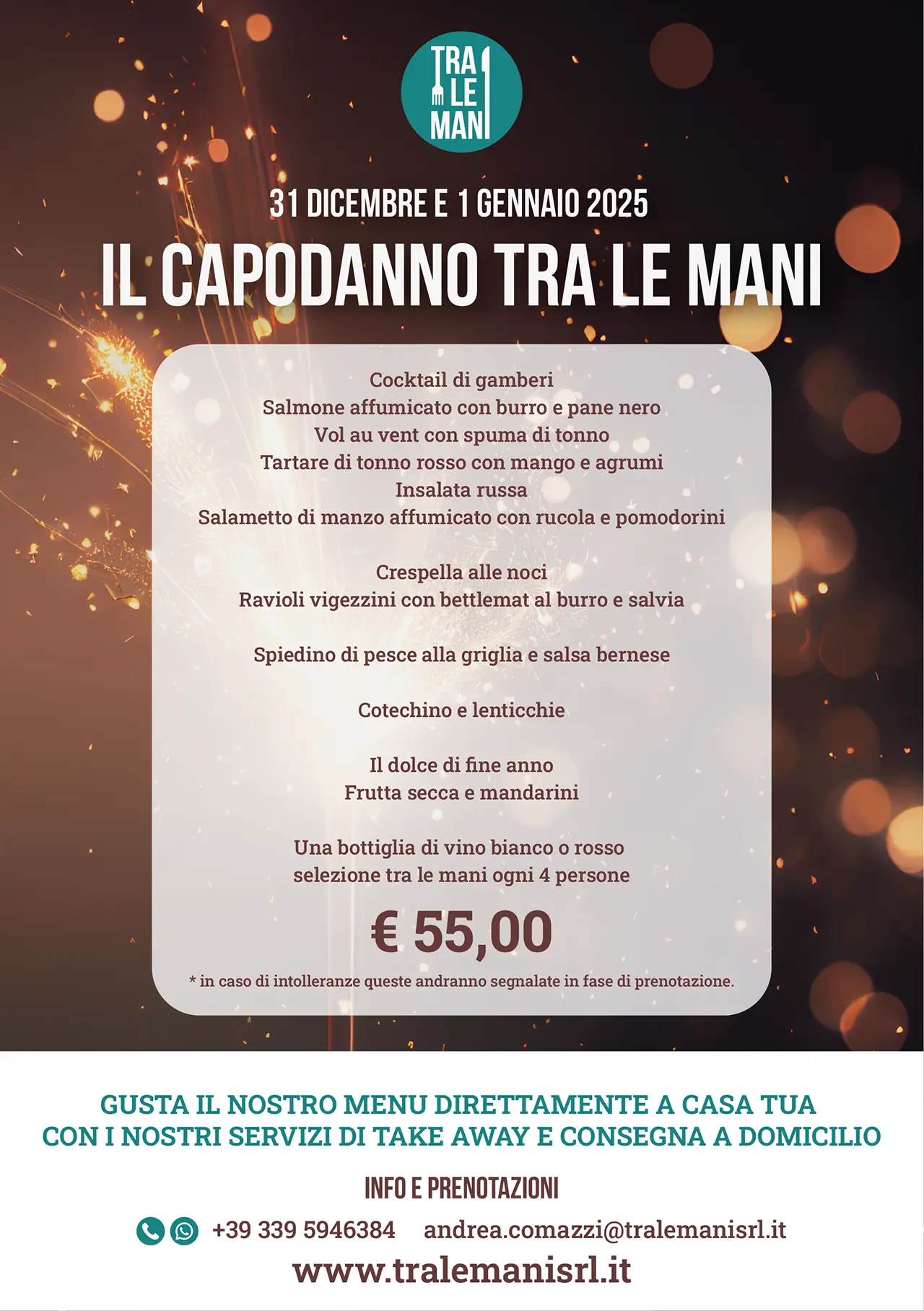 Menu takeaway di Capodanno di Tra Le Mani