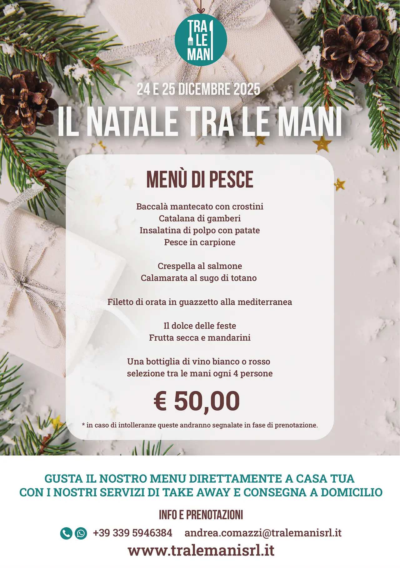 Menu di Natale di pesce firmato Tra Le Mani